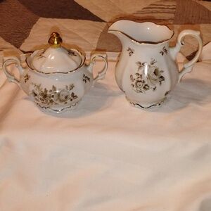 Mitterteich Bavaria Charming Barbara Creamer & Sugar Bowl Set, Made In Germany